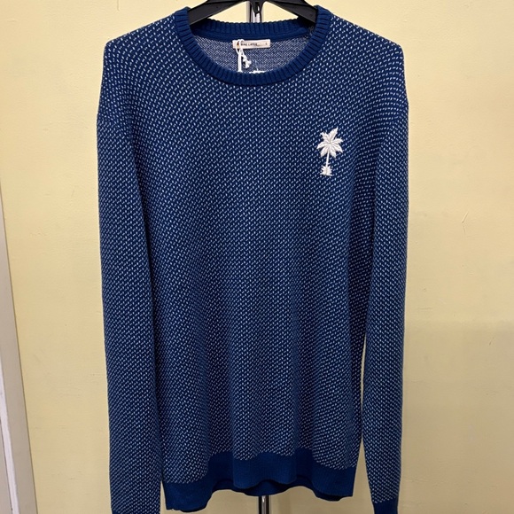 Marine Layer Navy Patterned Crewneck Sweater